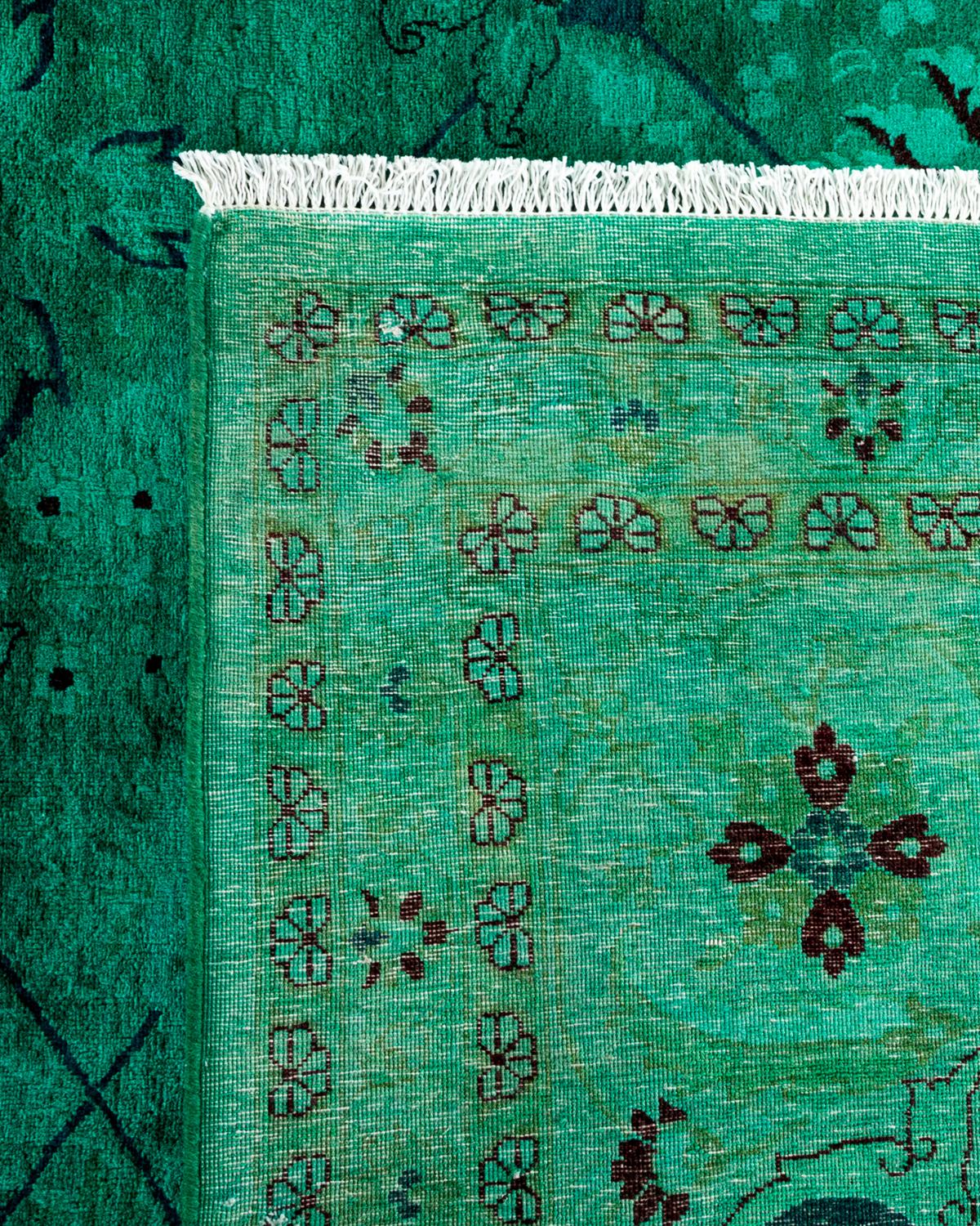 Contemporary Fine Vibrance Hand Knotted Wool Green Area Rug (21. Jahrhundert und zeitgenössisch) im Angebot