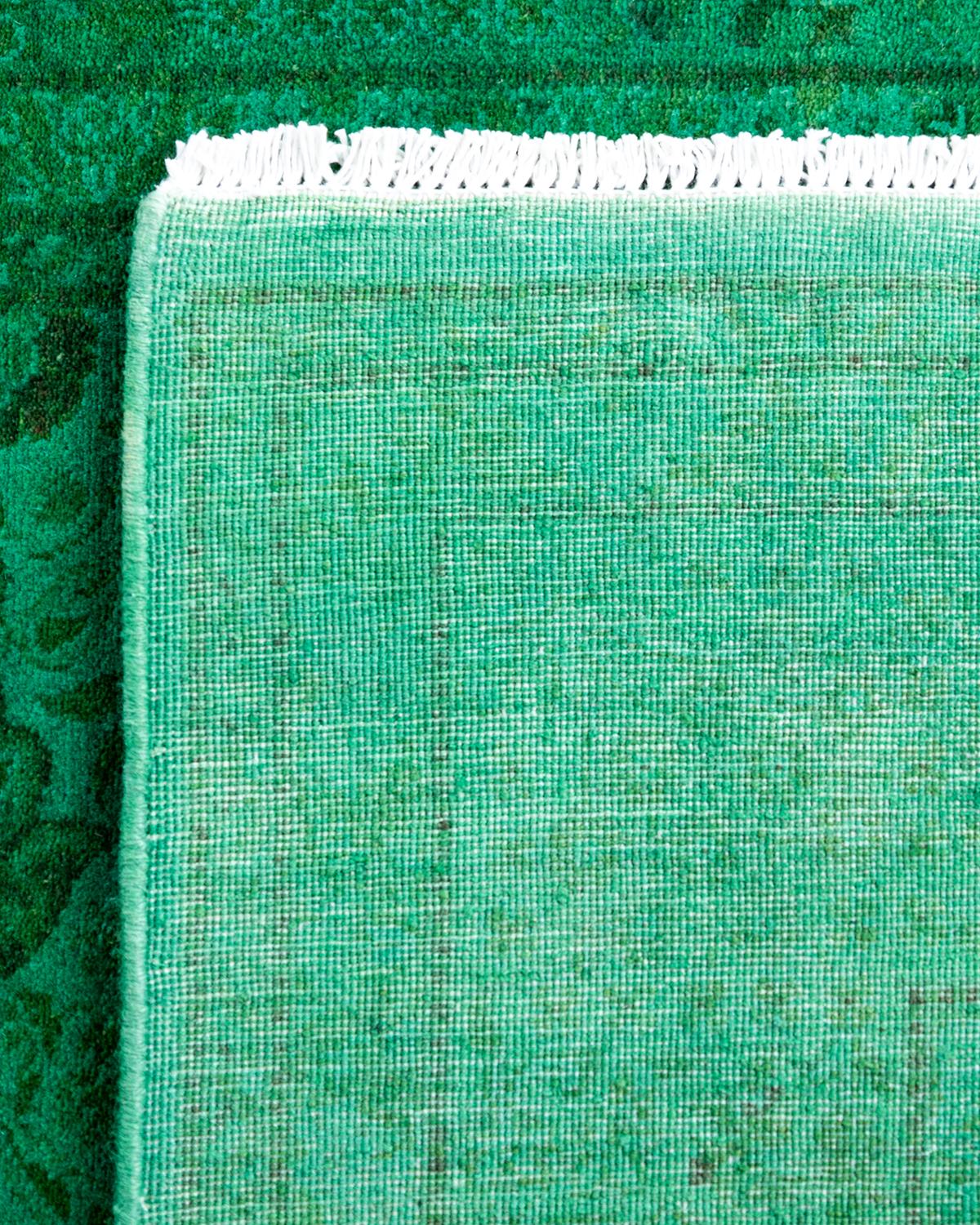 Contemporary Fine Vibrance Hand Knotted Wool Green Area Rug 1