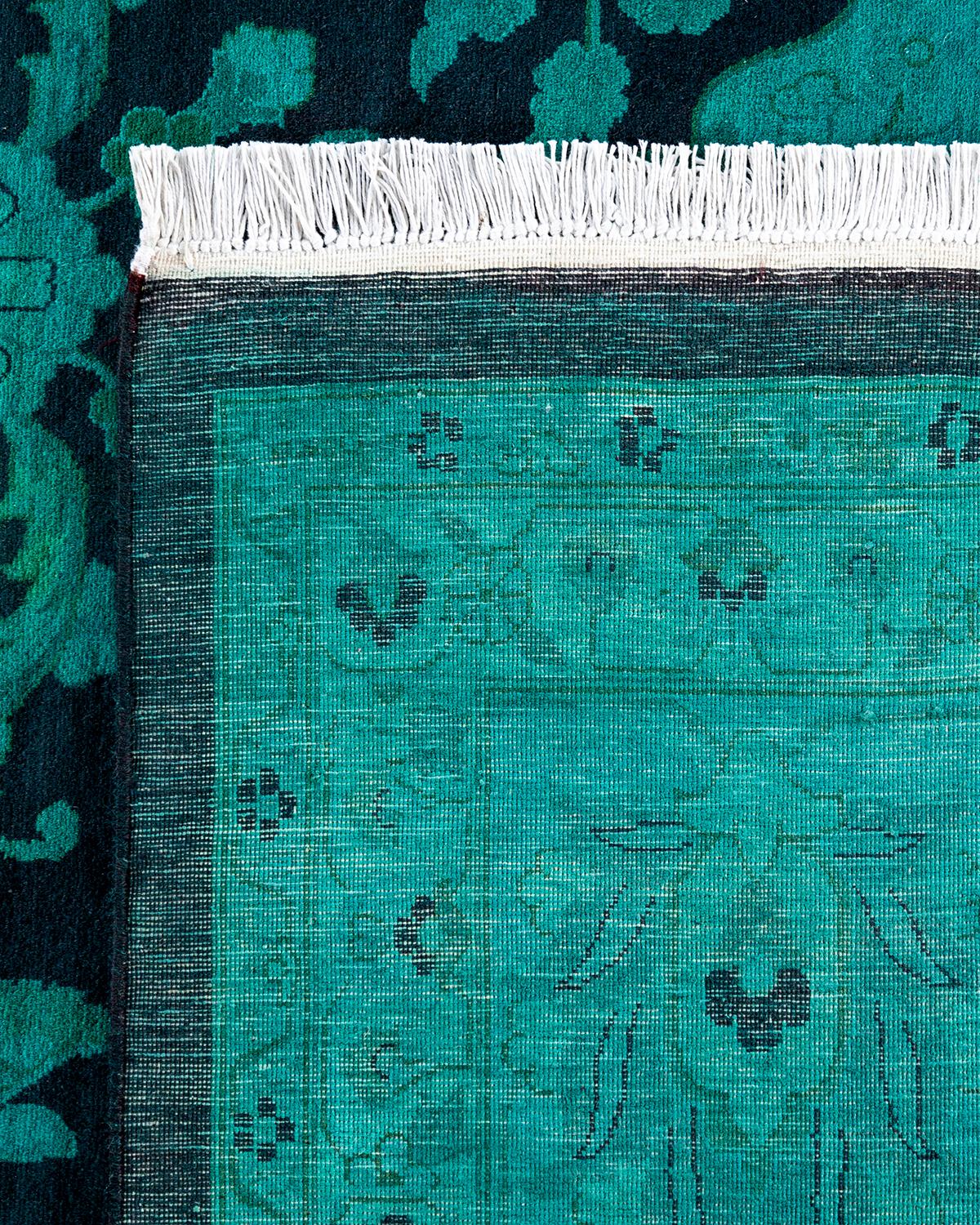 Alfombra contemporánea de lana anudada a mano de color verde vibrante Siglo XXI y contemporáneo en venta