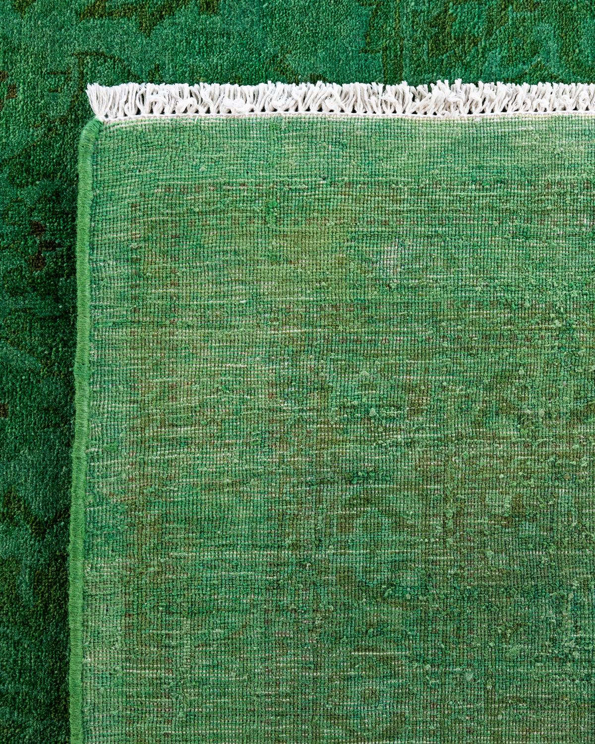 XXIe siècle et contemporain Contemporary Fine Vibrance Hand Knotted Wool Green Area Rug (Tapis de sol en laine verte nouée à la main) en vente