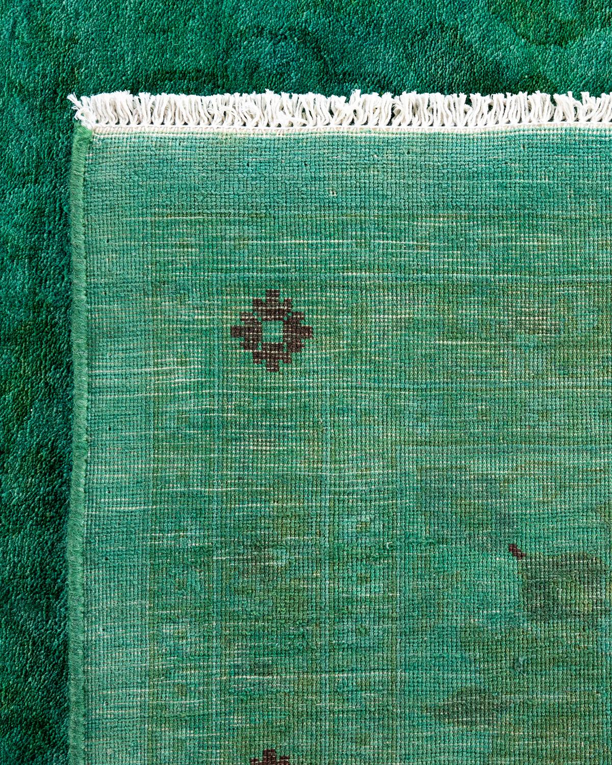 Alfombra contemporánea de lana anudada a mano de color verde vibrante Siglo XXI y contemporáneo en venta
