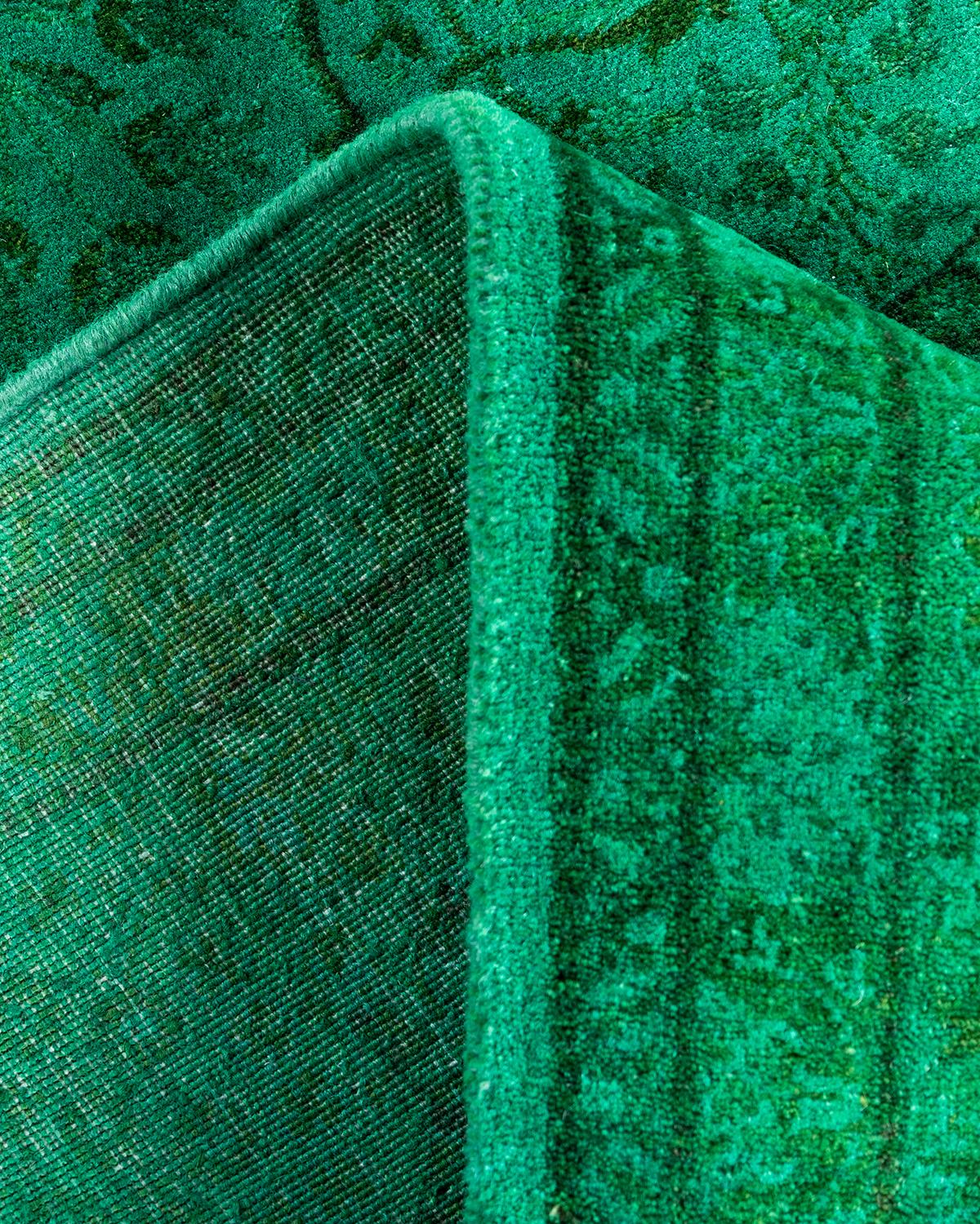 Contemporary Fine Vibrance Hand Knotted Wool Green Area Rug 2