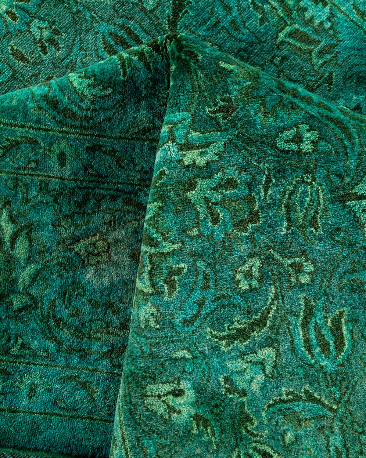 Contemporary Fine Vibrance Tappeto d'area in lana annodato a mano verde in vendita 1