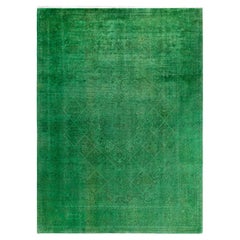 Contemporary Fine Vibrance Hand Knotted Wool Green Area Rug