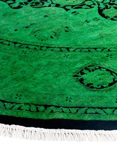 Contemporary Fine Vibrance Tappeto rotondo in lana annodato a mano di colore verde