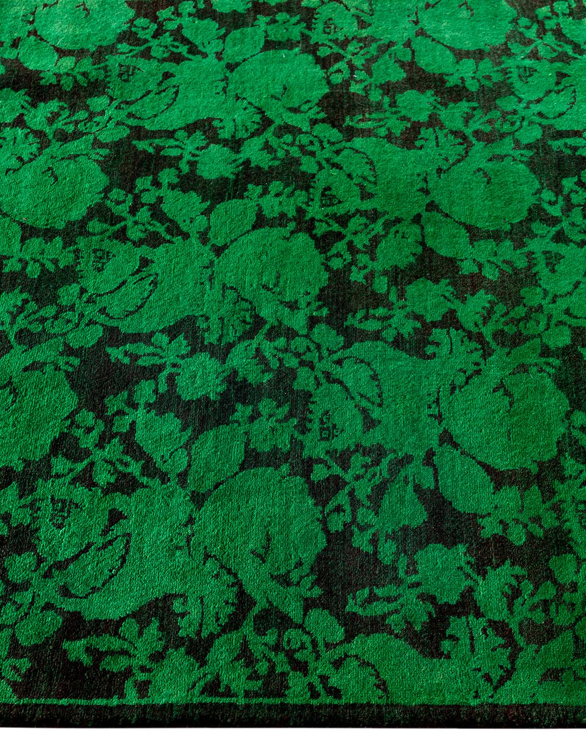 Runner contemporaneo in lana annodata a mano di colore verde Fine Vibrance In condizioni Nuovo in vendita a Norwalk, CT