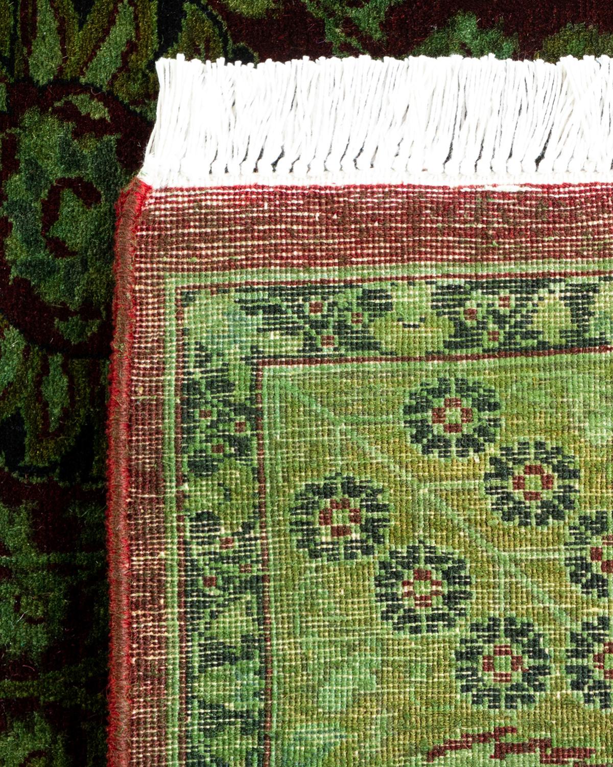 Contemporary Fine Vibrance Hand Knotted Wool Green Läufer (21. Jahrhundert und zeitgenössisch) im Angebot
