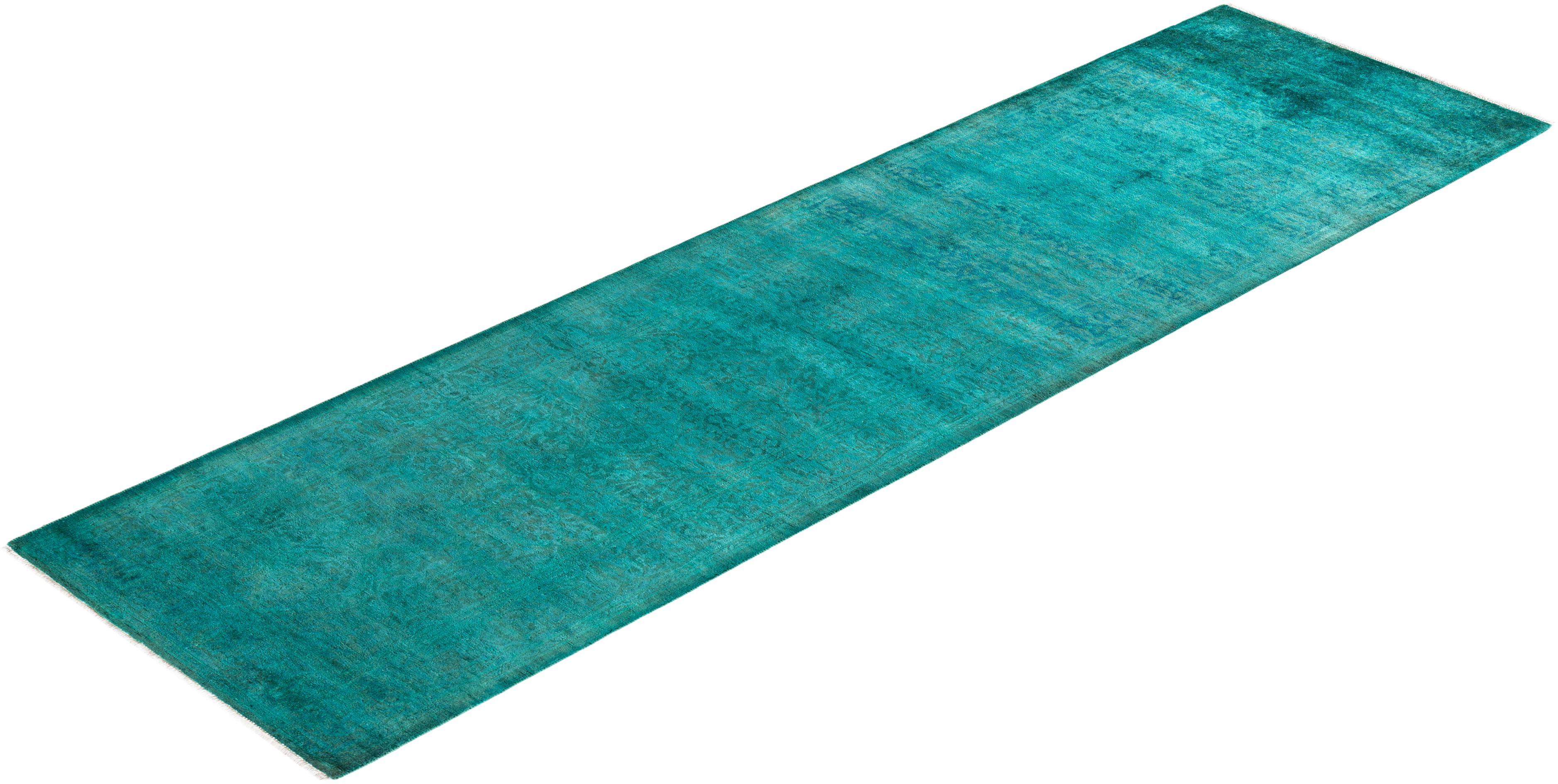 Chemin de table contemporain en laine fine nouée à la main, de couleur verte en vente 2