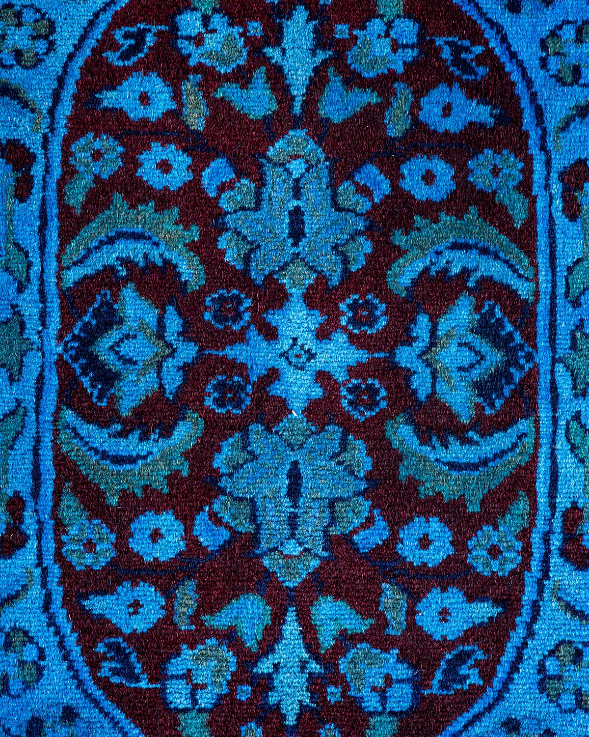Pakistani Contemporary Fine Vibrance Hand Knotted Wool Light Blue Area Rug For Sale