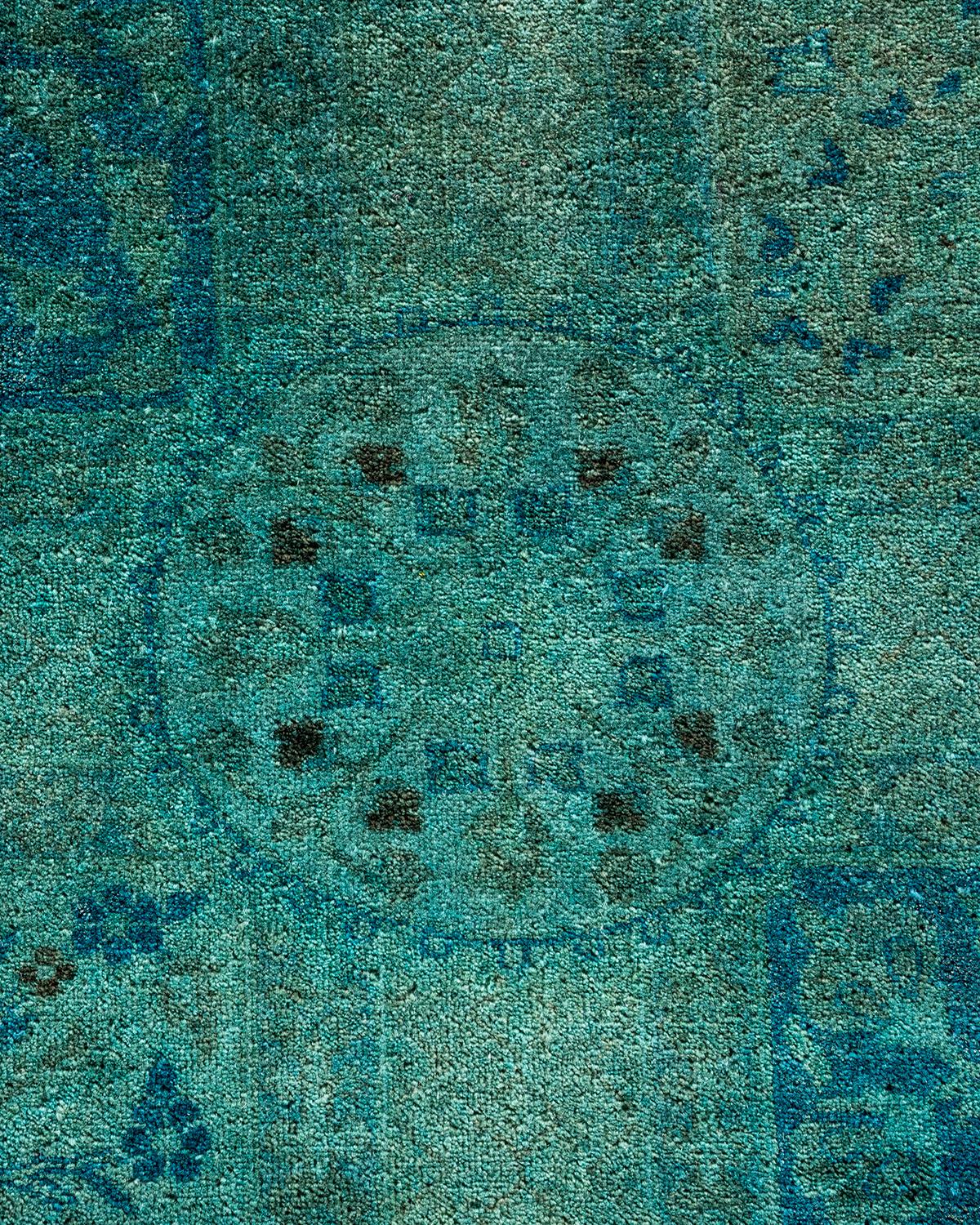Pakistano Contemporary Fine Vibrance Tappeto di lana annodato a mano di colore blu chiaro in vendita