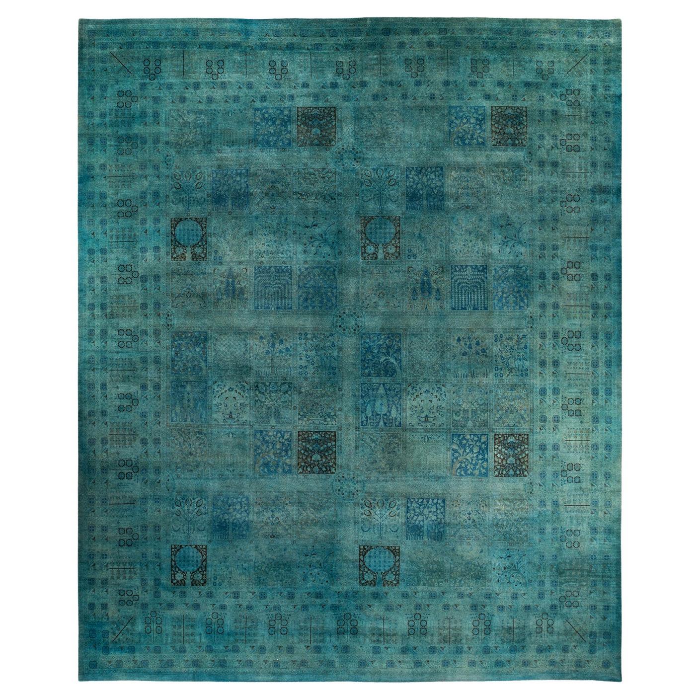 Contemporary Fine Vibrance Hand Knotted Wool Light Blue Area Rug