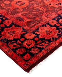 Contemporary Fine Vibrance Hand Knotted Wool Orange Area Rug