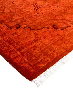 Contemporary Fine Vibrance Hand Knotted Wool Orange Area Rug