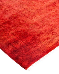 Contemporary Fine Vibrance Hand Knotted Wool Orange Area Rug