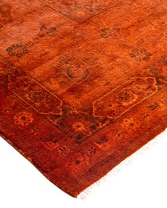 Contemporary Fine Vibrance Hand Knotted Wool Orange Area Rug