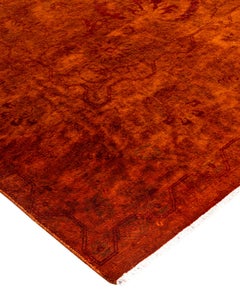 Contemporary Fine Vibrance Hand Knotted Wool Orange Area Rug
