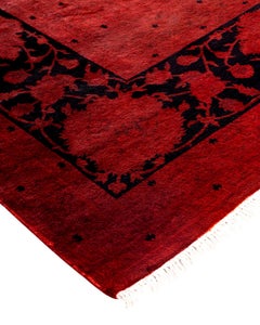 Contemporary Fine Vibrance Hand Knotted Wool Orange Area Rug
