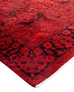 Contemporary Fine Vibrance Hand Knotted Wool Orange Area Rug