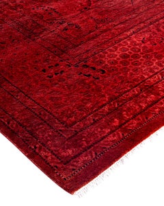 Contemporary Fine Vibrance Hand Knotted Wool Orange Area Rug