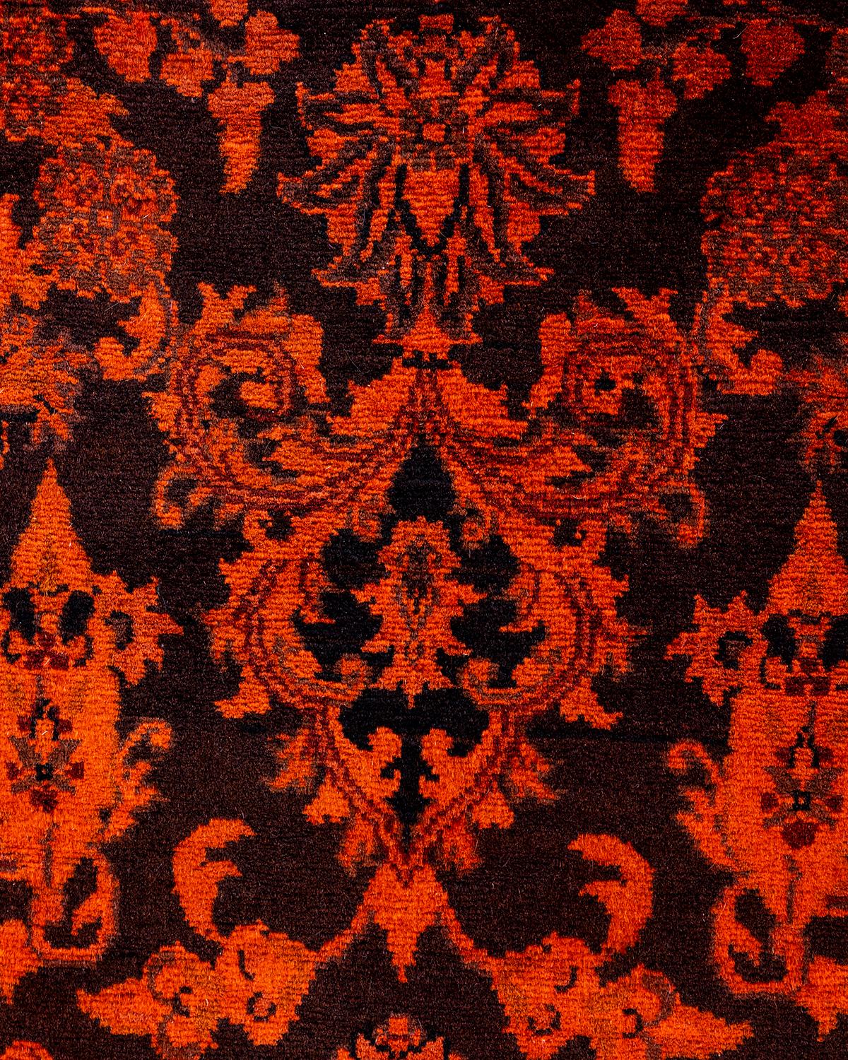 Pakistano Tappeto contemporaneo Fine Vibrance in lana annodata a mano di colore arancione in vendita