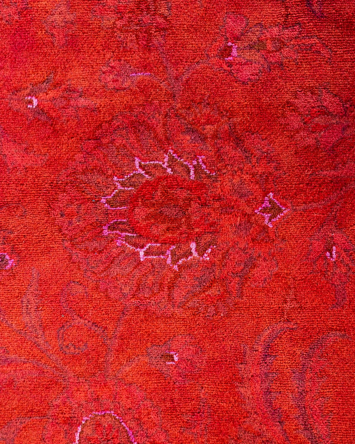 Pakistano Tappeto contemporaneo Fine Vibrance in lana annodata a mano di colore arancione in vendita