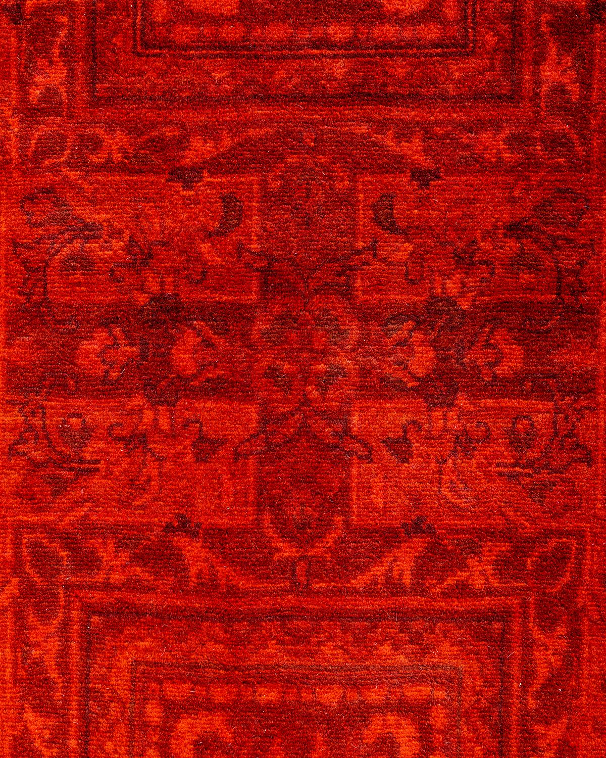 Contemporary Fine Vibrance Hand Knotted Wool Orange Area Rug  (Pakistanisch) im Angebot