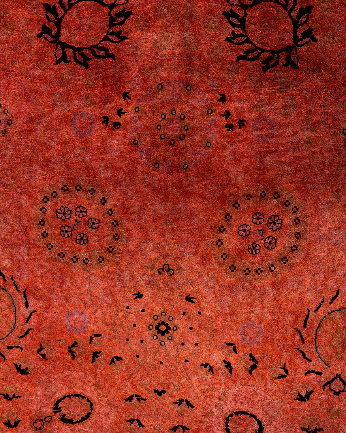 Pakistanais Tapis Contemporary Fine Vibrance en laine nouée à la main orange en vente