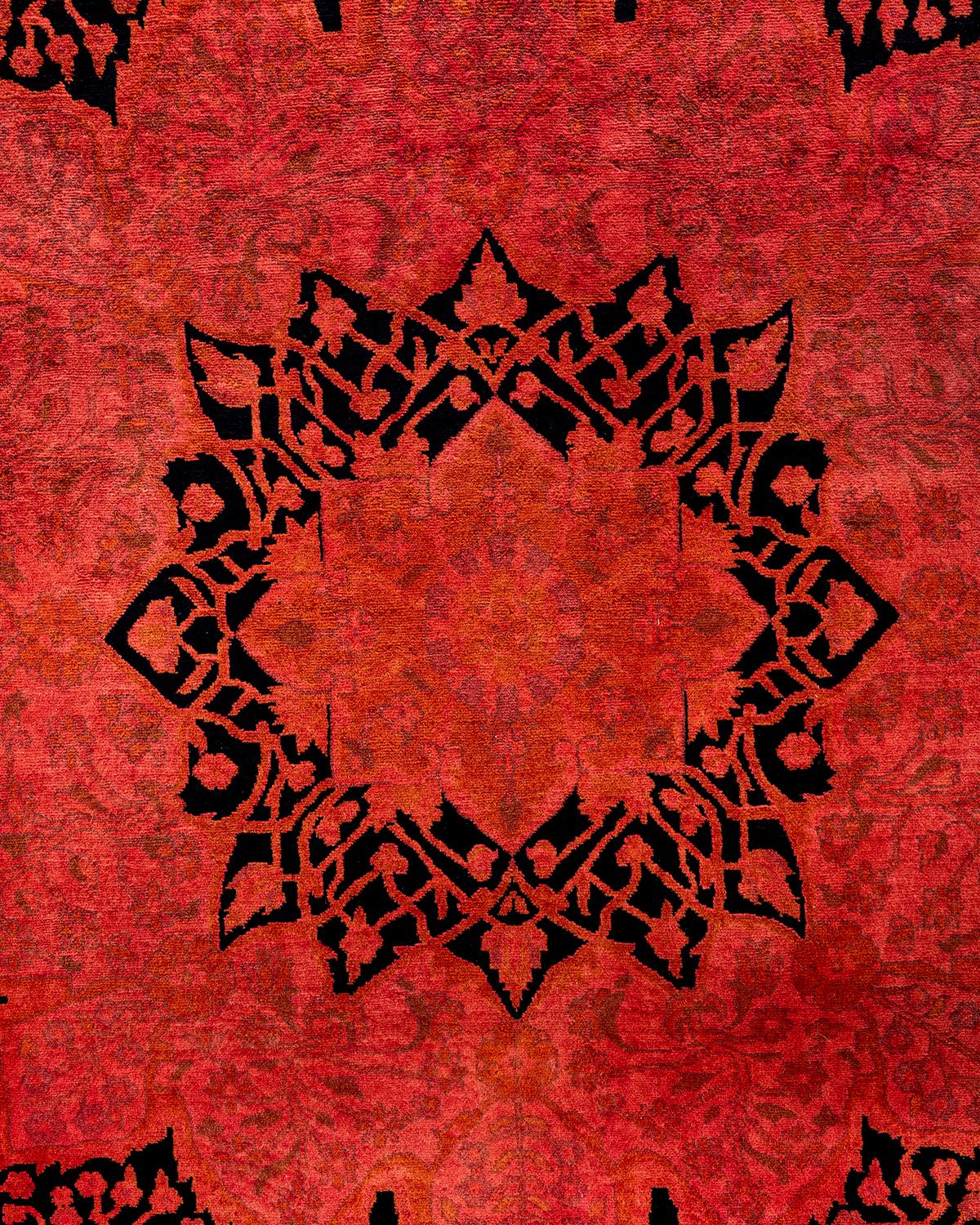 Pakistano Tappeto contemporaneo Fine Vibrance in lana annodata a mano di colore arancione in vendita