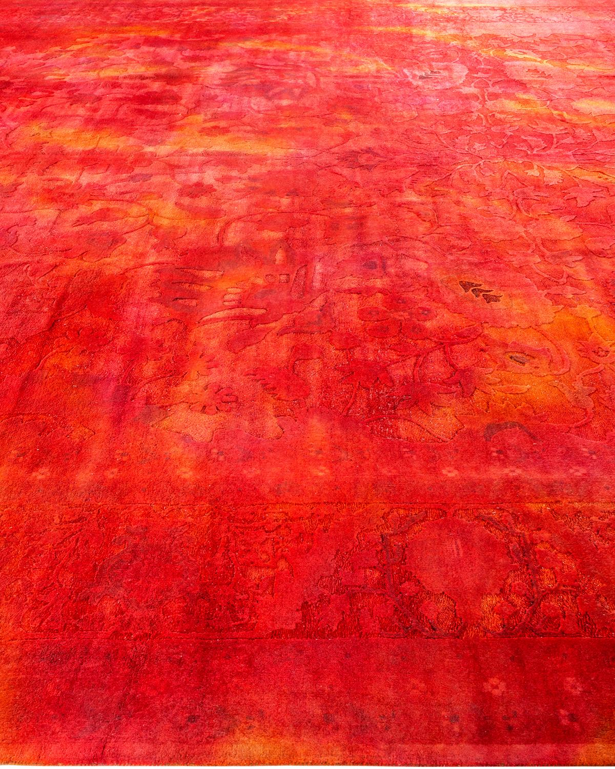 Tappeto contemporaneo Fine Vibrance in lana annodata a mano di colore arancione In condizioni Nuovo in vendita a Norwalk, CT