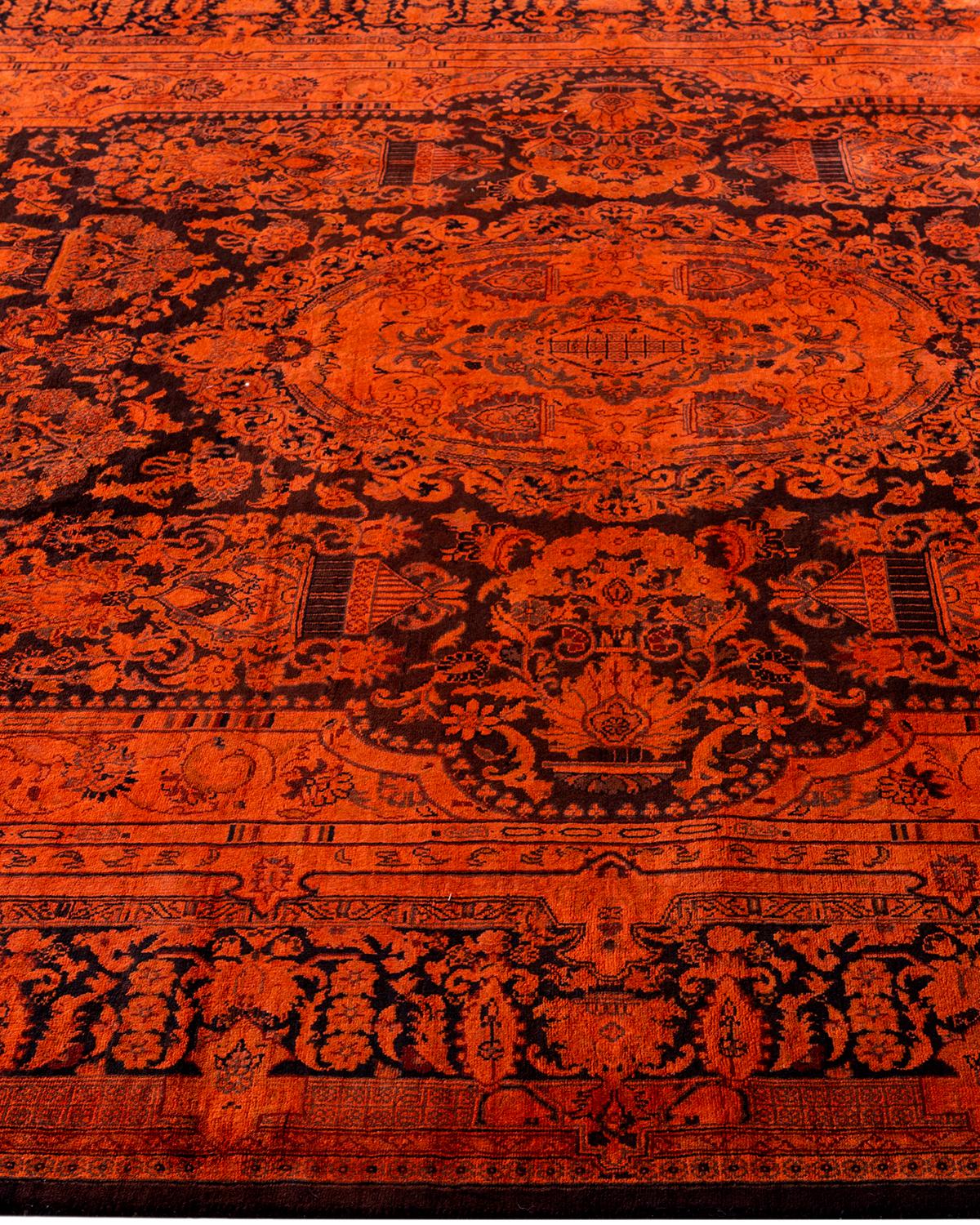 Tappeto contemporaneo Fine Vibrance in lana annodata a mano di colore arancione In condizioni Nuovo in vendita a Norwalk, CT