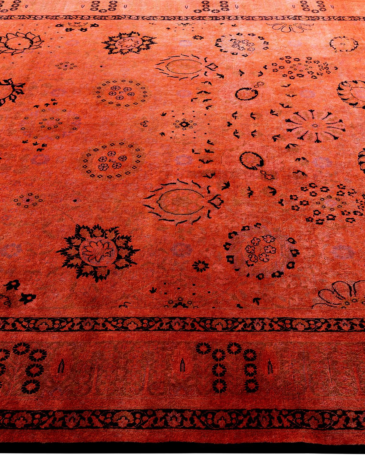 Tapis Contemporary Fine Vibrance en laine nouée à la main orange Neuf - En vente à Norwalk, CT