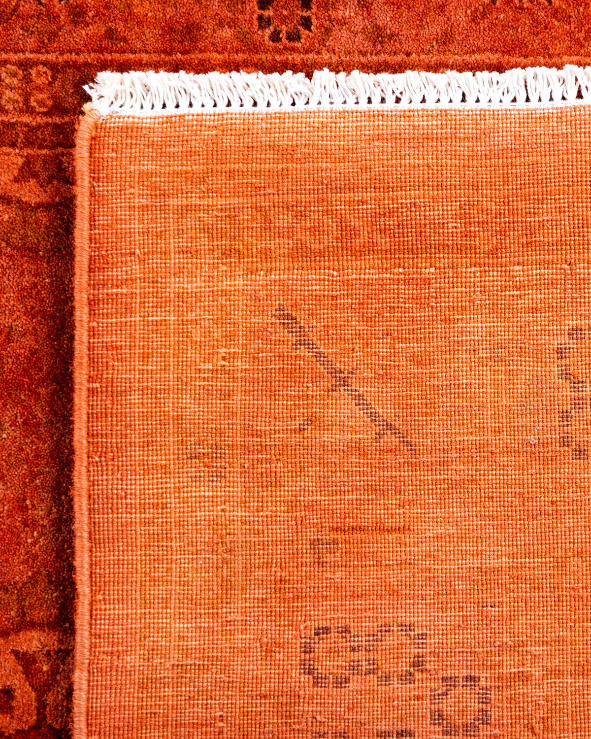 XXIe siècle et contemporain Tapis Contemporary Fine Vibrance en laine nouée à la main orange en vente
