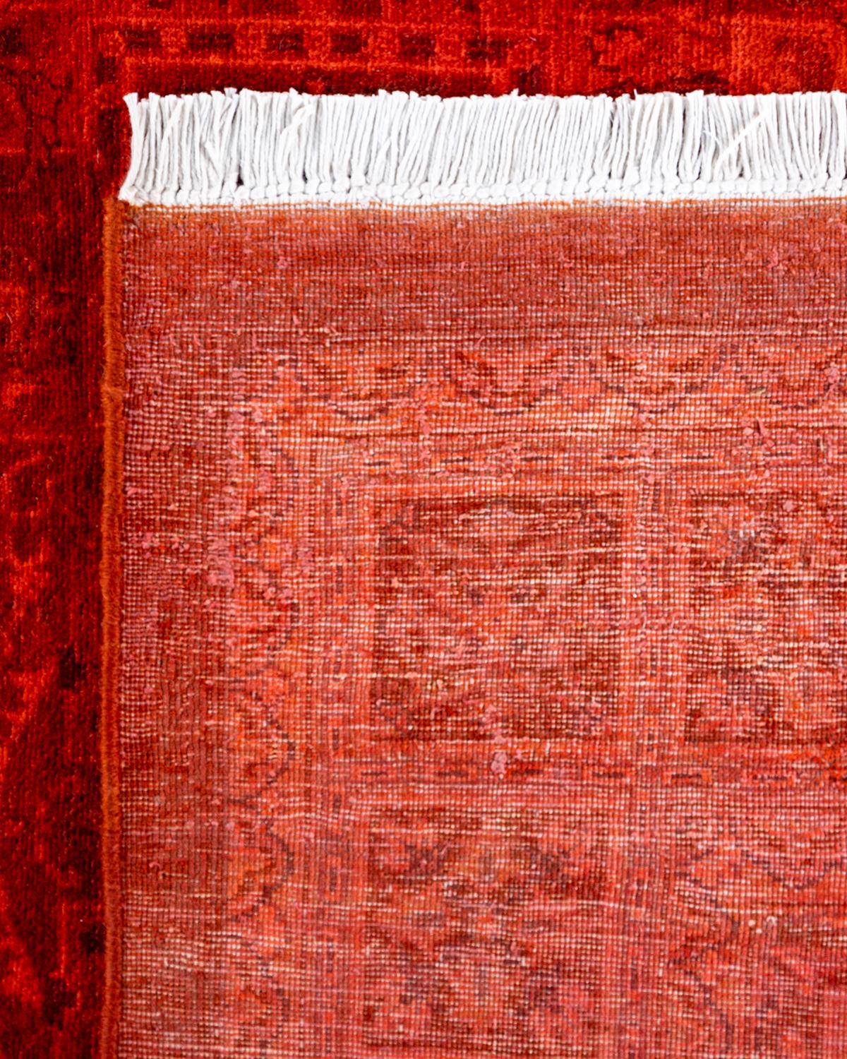 Contemporary Fine Vibrance Hand Knotted Wool Orange Area Rug For Sale 1