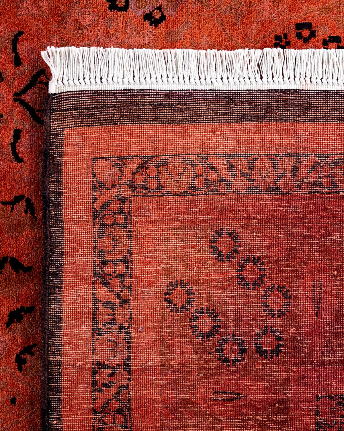 XXIe siècle et contemporain Tapis Contemporary Fine Vibrance en laine nouée à la main orange en vente