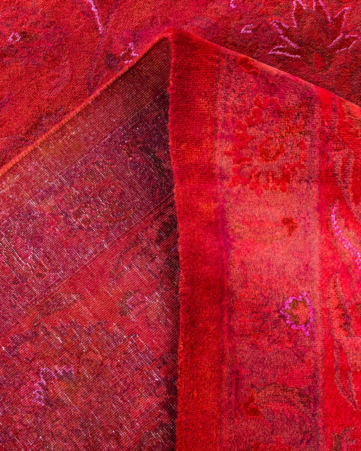 Lana Tappeto contemporaneo Fine Vibrance in lana annodata a mano di colore arancione in vendita