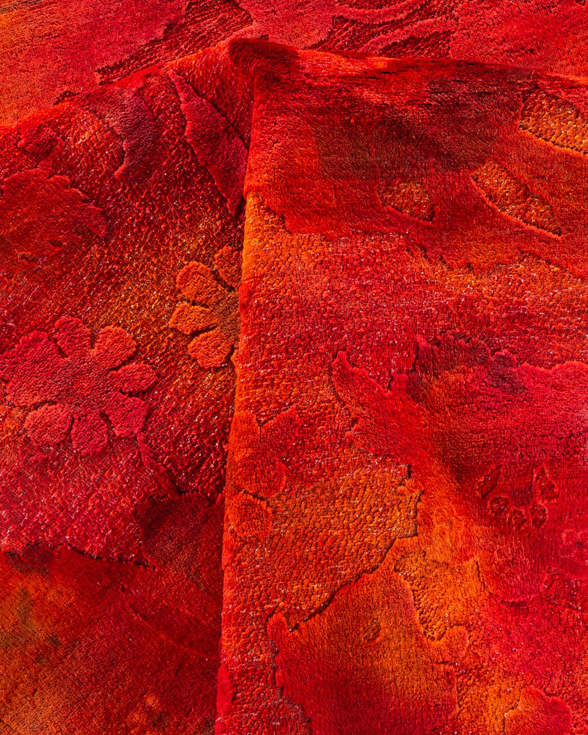 Tappeto contemporaneo Fine Vibrance in lana annodata a mano di colore arancione in vendita 1