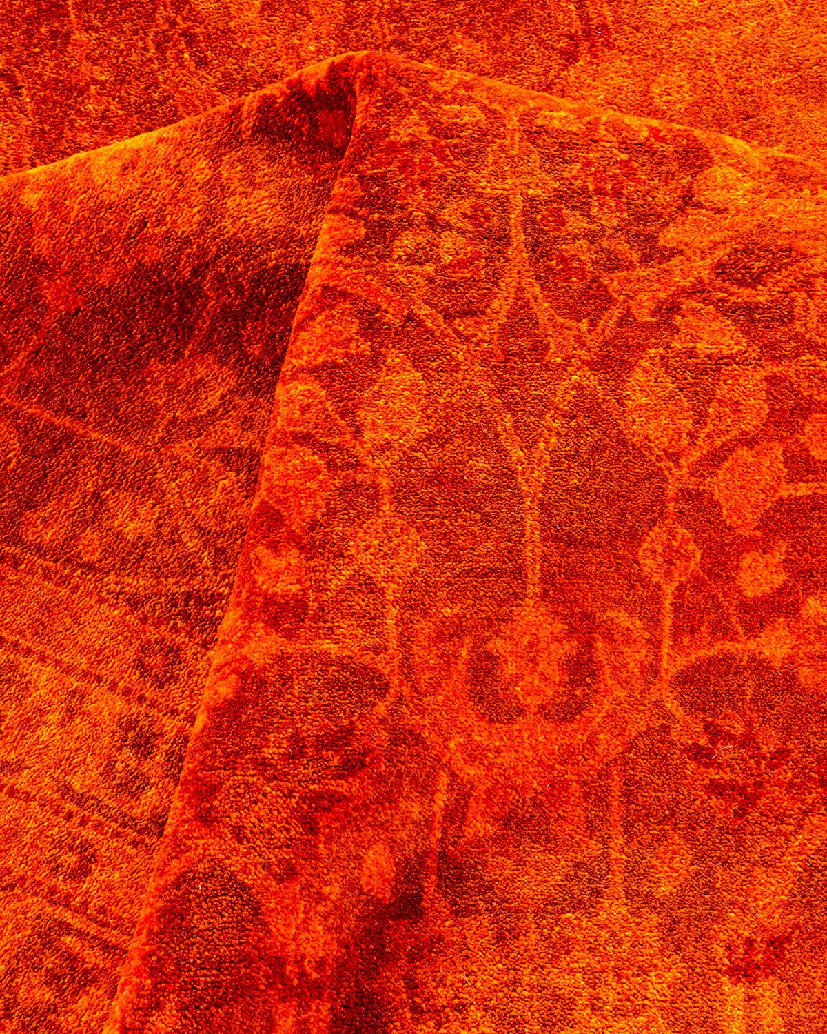 Tapis Contemporary Fine Vibrance en laine nouée à la main orange en vente 1