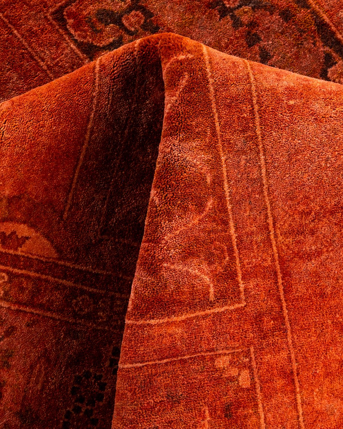 Tapis Contemporary Fine Vibrance en laine nouée à la main orange en vente 1