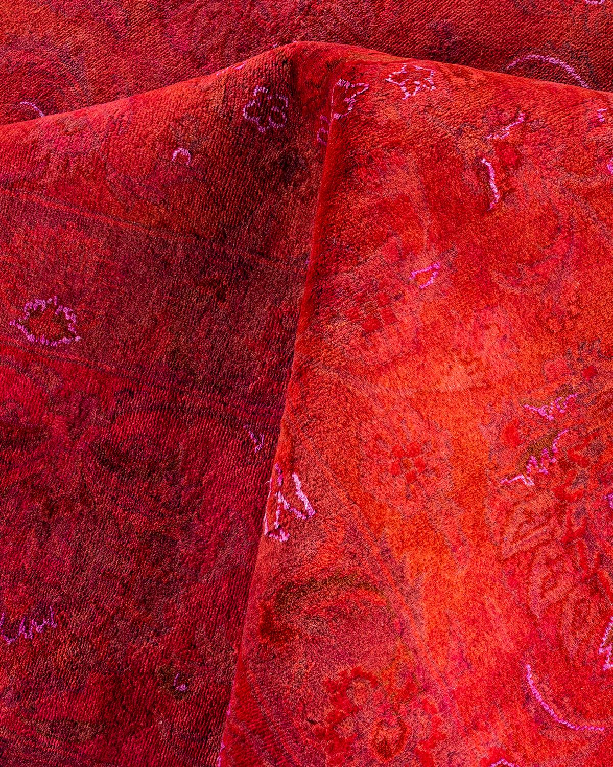 Tappeto contemporaneo Fine Vibrance in lana annodata a mano di colore arancione in vendita 1