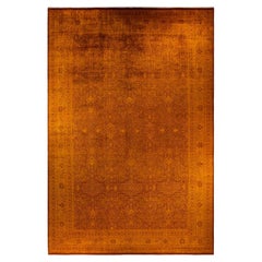 Contemporary Fine Vibrance Hand Knotted Wool Orange Area Rug