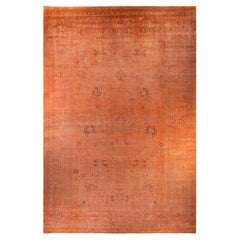 Contemporary Fine Vibrance Hand Knotted Wool Orange Area Rug