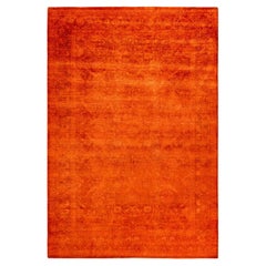 Tapis Contemporary Fine Vibrance en laine nouée à la main orange