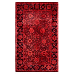 Contemporary Fine Vibrance Hand Knotted Wool Orange Area Rug