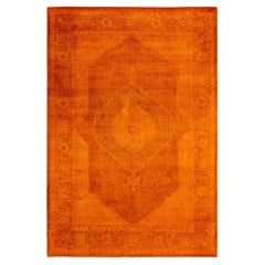 Contemporary Fine Vibrance Hand Knotted Wool Orange Area Rug