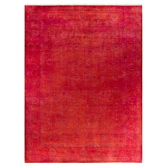 Contemporary Fine Vibrance Hand Knotted Wool Orange Area Rug