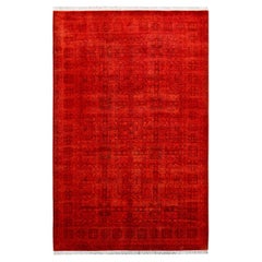 Contemporary Fine Vibrance Hand Knotted Wool Orange Area Rug 