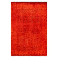 Contemporary Fine Vibrance Hand Knotted Wool Orange Area Rug 