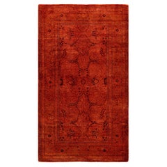 Contemporary Fine Vibrance Hand Knotted Wool Orange Area Rug