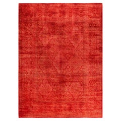 Contemporary Fine Vibrance Hand Knotted Wool Orange Area Rug