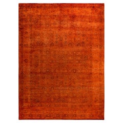 Contemporary Fine Vibrance Hand Knotted Wool Orange Area Rug